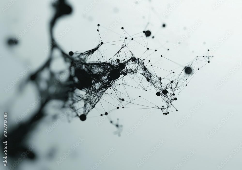 Obraz premium Illustration featuring the DNA and neuron molecule structures linked by dotted lines, representing genetic and chemical compounds