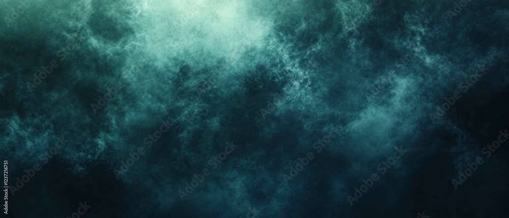 Obraz premium Abstract Teal and Dark Green Smoky Cloud Background