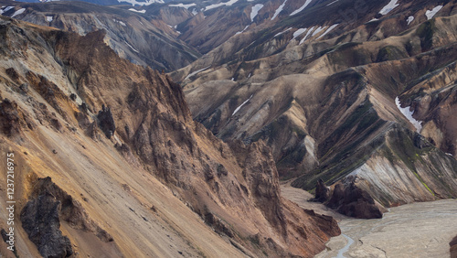 Colorful mountainous landscape in the Landmannalaugar region, Fjallabak Nature reserve in the central highlands of Iceland photo