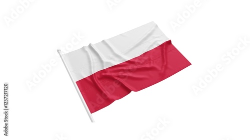 Poland national flag isolated on white background. Republic of Poland is a country in Central Europe. It extends from the Baltic Sea in the north to the Sudetes and Carpathian Mountains. photo