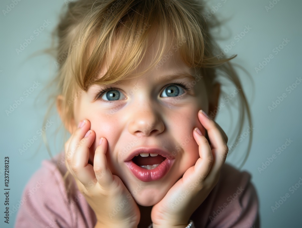 Portrait of a cute little girl making a funny face and puffing out her cheeks Portrait of a cute little girl making a funny face and puffing out her cheeks
