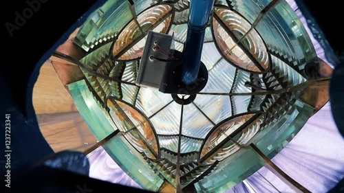 Lighthouse lens bottom view rotating  photo