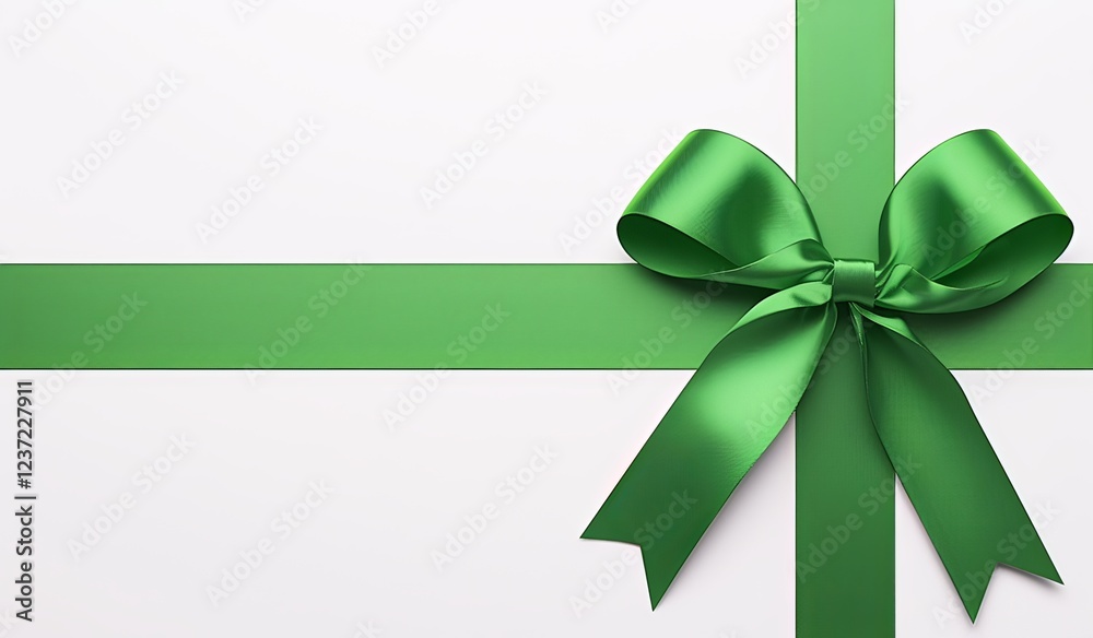 e-commerce gift card design with a green ribbon, white background, and green lettering. e-commerce gift card design with a green ribbon, white background, and green lettering.