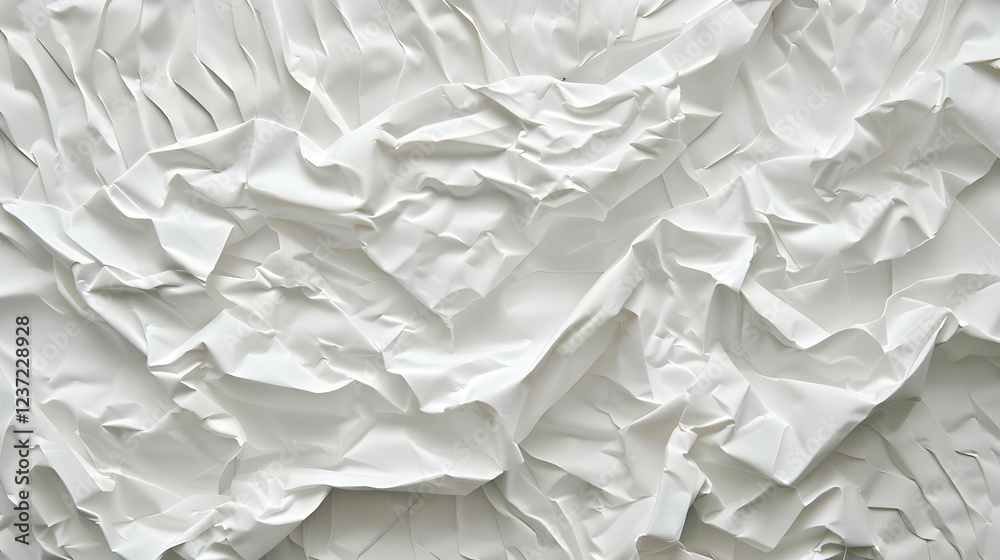A close-up of crumpled white material, creating a textured and abstract visual effect.