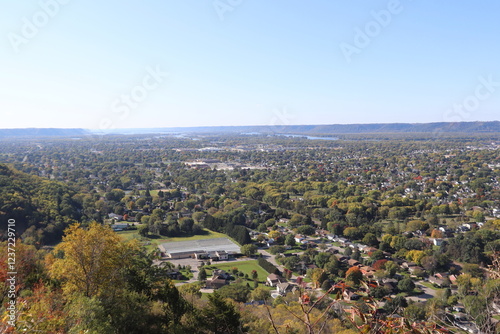 Birds eye view of Grandads Bluff in La Crosse, Wisconsin photo