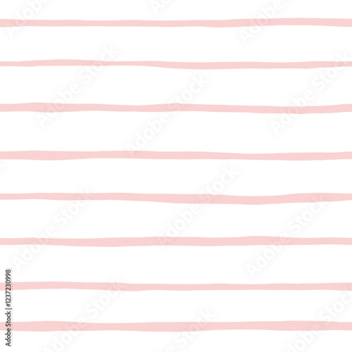 Pink striped pattern, girly stripe seamless background, cute pastel wavy lines. Vector stripes, baby hand draw doodle lines backdrop