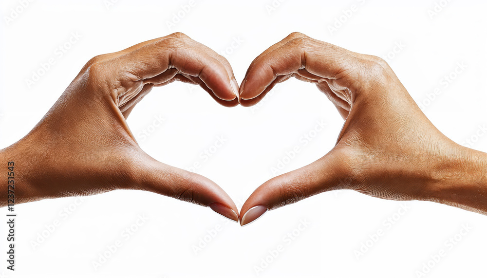 Fototapeta premium Two hands making heart shape gesture on white background