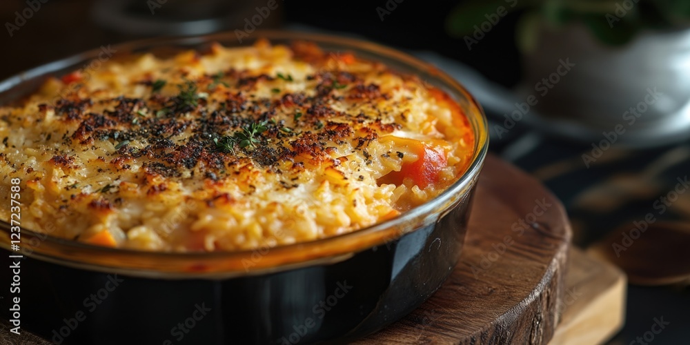 A hearty dish with shell pasta, melted cheese, and herbs. A hearty dish with shell pasta, melted cheese, and herbs.