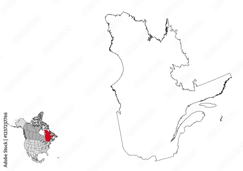 Quebec map in northamerica