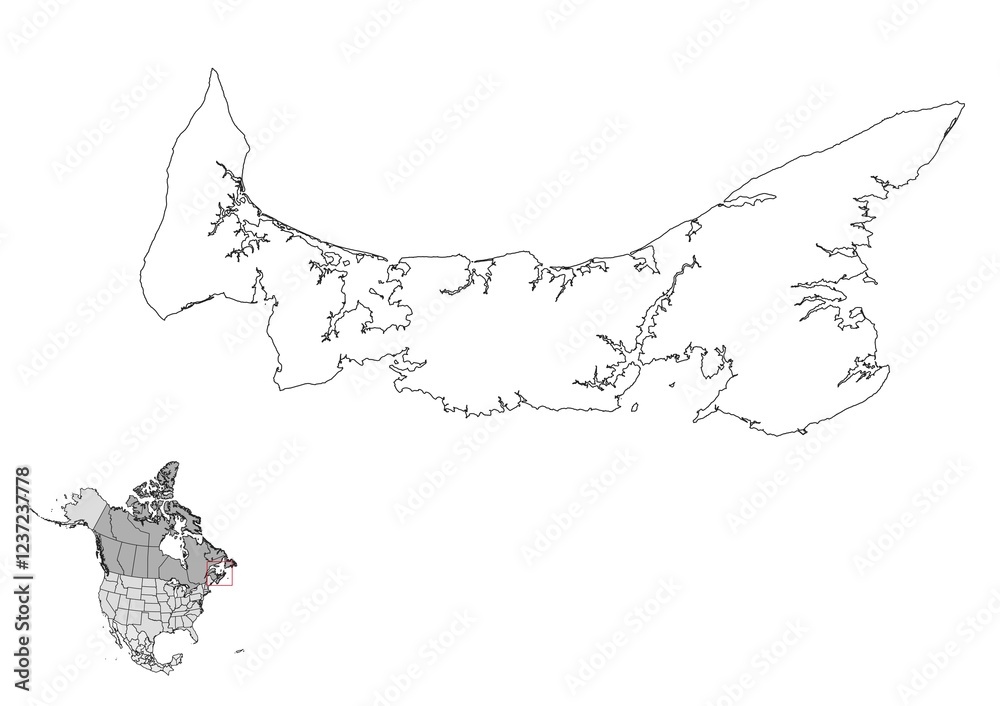 Prince Edward Island map in northamerica