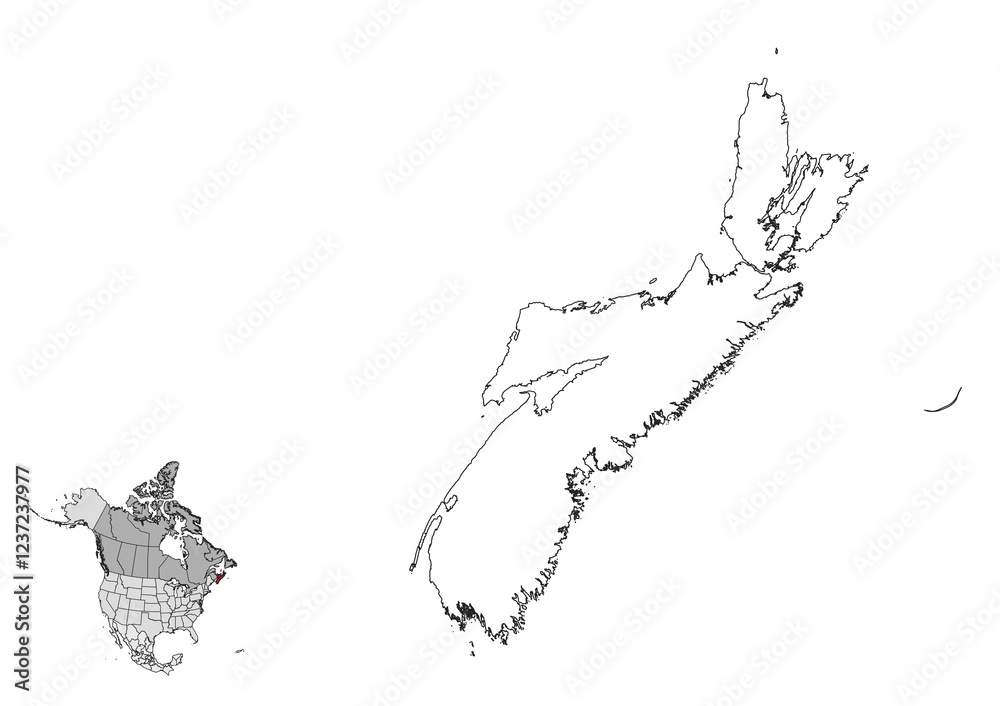 Nova Scotia map in northamerica