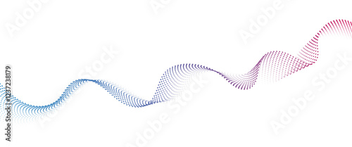Flowing Dot Wave halftone gradient pattern on transparent background	