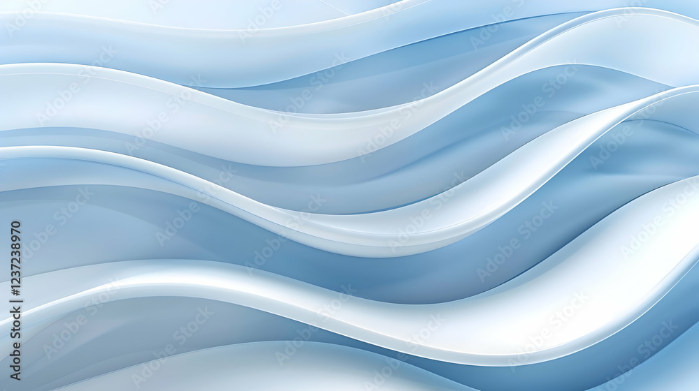 Obraz premium Abstract waves in soft blue tones, creating a serene and calming visual effect.