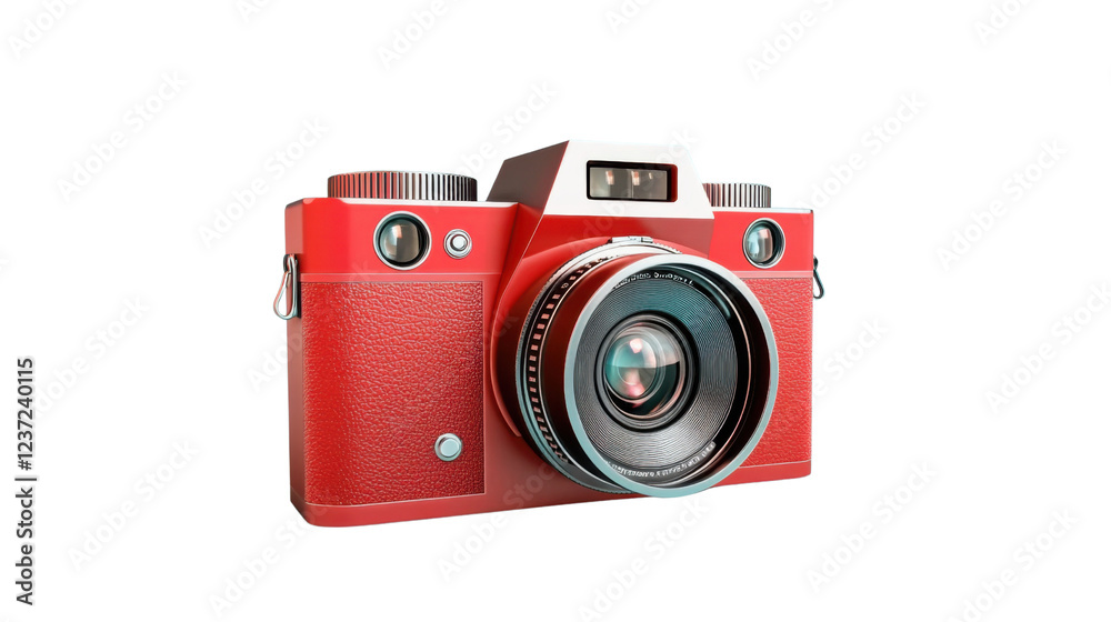 Red retro style camera isolated on transparent background Red retro style camera isolated on transparent background
