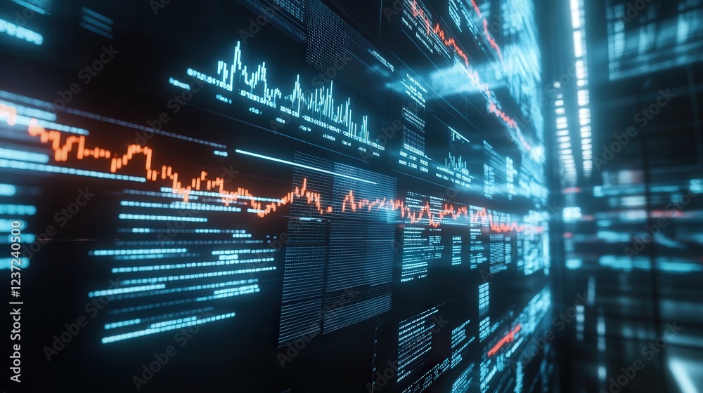 Digital Screen With Stock Market Data Digital Screen With Stock Market Data