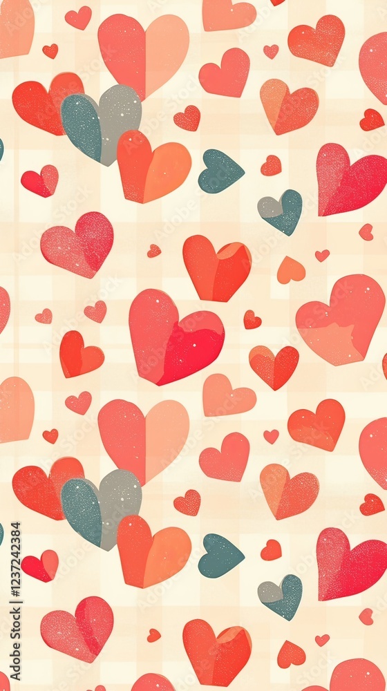 Valentine's Day gingham pattern with hearts Valentine's Day gingham pattern with hearts