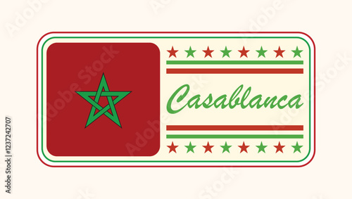 Vintage Casablanca Nameplate with Moroccan Flag Design