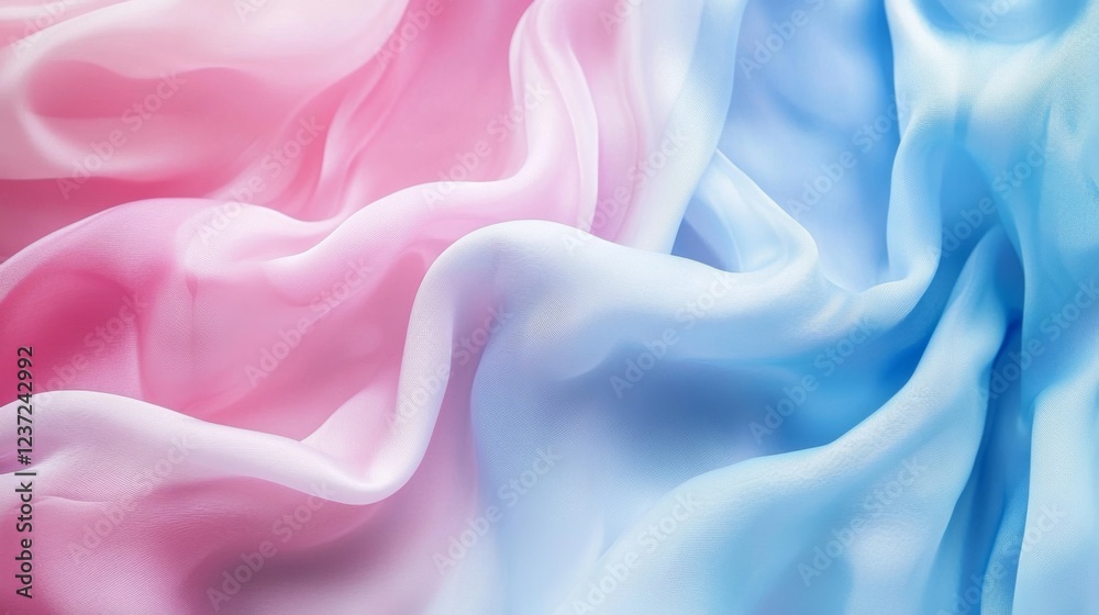 Obraz premium Delicate Gradient Fabric Texture - Soft Pink and Blue Ombre
