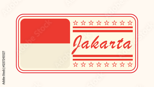  Vintage Jakarta Nameplate with Indonesian Flag Design