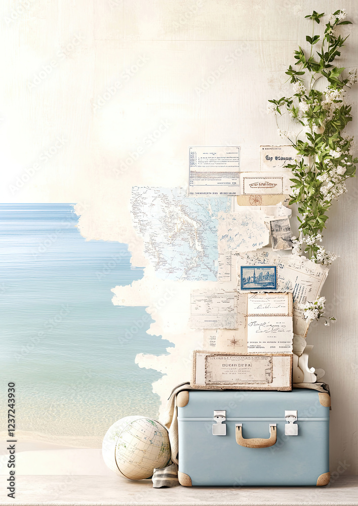 Nostalgischer maritimer Hintergrund - Vintage Reise Papier mit Textfreiraum
