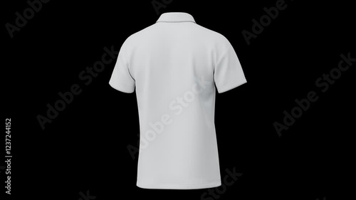 White Polo shirt mockup Rotating - Seamless Loop Animation isolated with Alpha