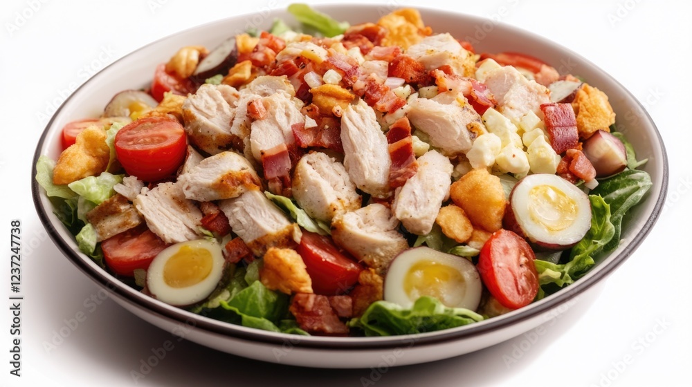A hearty chicken, bacon and spinach salad with eggs. A delicious meal that's high in protein and nutrients. A hearty chicken, bacon and spinach salad with eggs. A delicious meal that's high in protein and nutrients.