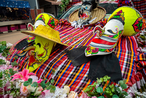 Thai northeastern traditional Phi Ta Khon ghost mask....... photo