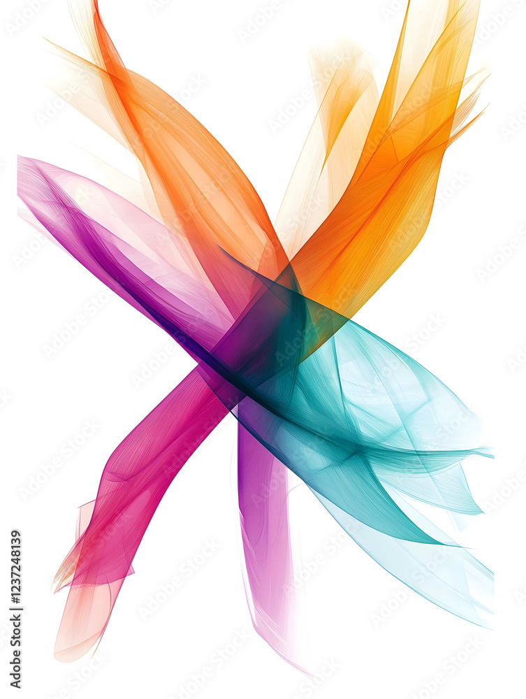 abstract design featuring simple magenta orange and teal lines on a Transparent background that converge to form an X shape abstract design featuring simple magenta orange and teal lines on a Transparent background that converge to form an X shape