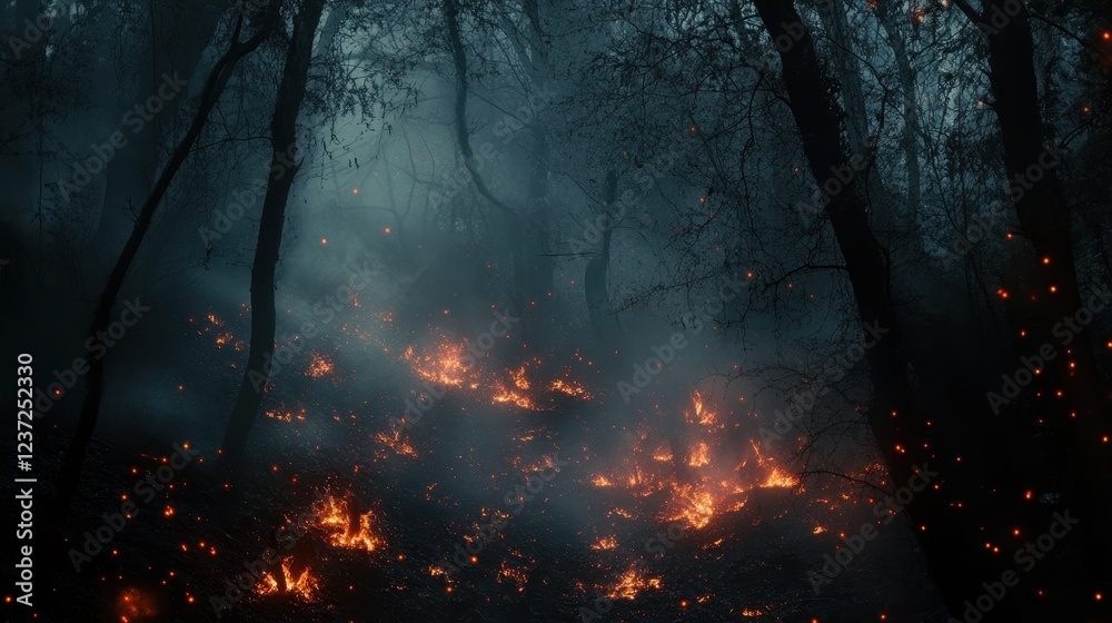 A moody shot of glowing embers among ashes, with faint smoke swirling upward into the cold night air. A moody shot of glowing embers among ashes, with faint smoke swirling upward into the cold night air.
