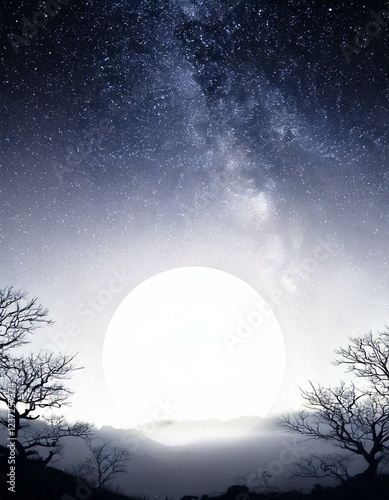 illustration of a white night sky with empty copy space