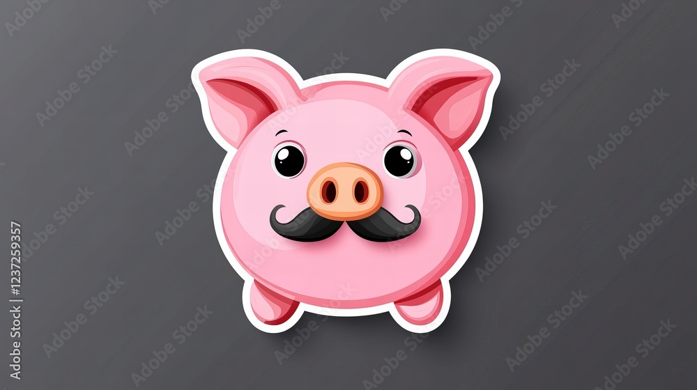 Adorable cartoon pig sporting a stylish mustache. Pink and playful, perfect for kids' designs! Adorable cartoon pig sporting a stylish mustache. Pink and playful, perfect for kids' designs!