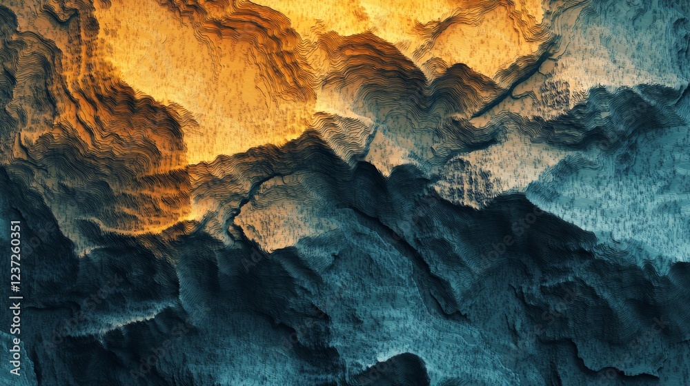 Fototapeta premium Abstract Digital Landscape of Vivid Mountains and Hills