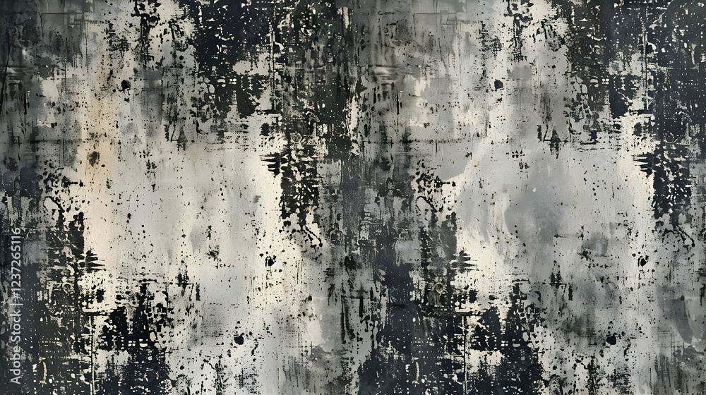 Fototapeta premium Abstract textured artwork in shades of black, gray, and white.