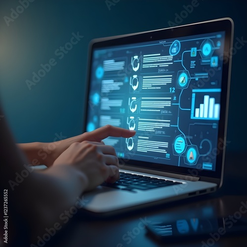 Person working on a laptop 