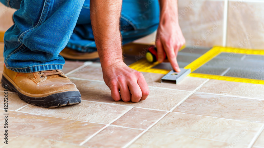 Measuring tiles for replacement in bright, airy bathroom space Measuring tiles for replacement in bright, airy bathroom space