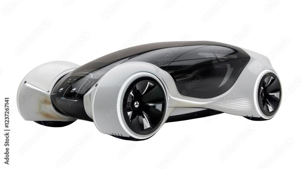 Futuristic autonomous electric car isolated on transparent background Futuristic autonomous electric car isolated on transparent background