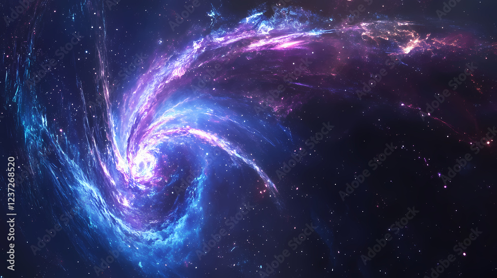 Fototapeta premium Vibrant nebula-inspired swirls of electric blue and purple hues evoking a sense of cosmic wonder, perfect for adding. Euphoric Fantasy. Illustration