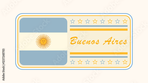 Vintage Buenos Aires Nameplate with Argentine Flag Design