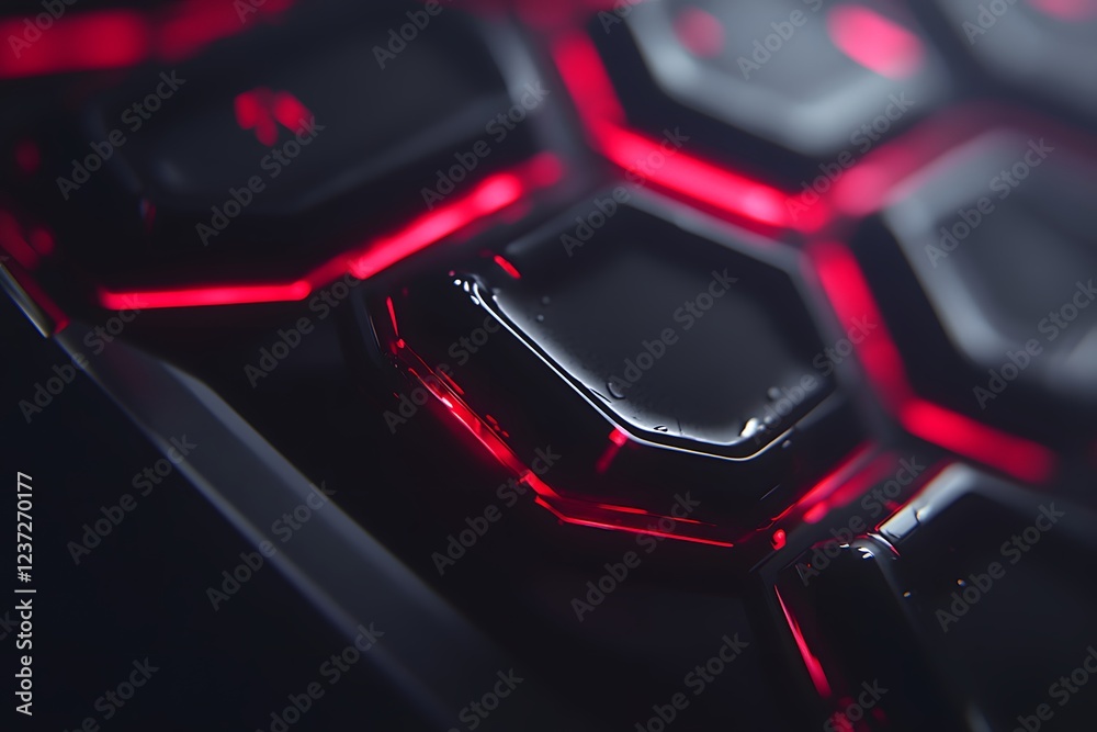 Red Illuminated Hexagon Keyboard Design Red Illuminated Hexagon Keyboard Design