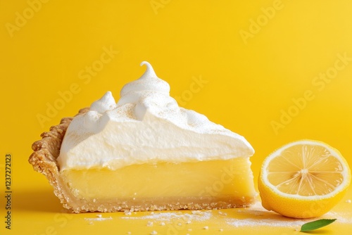 Delicious Lemon Meringue Pie Slice with Lemon photo