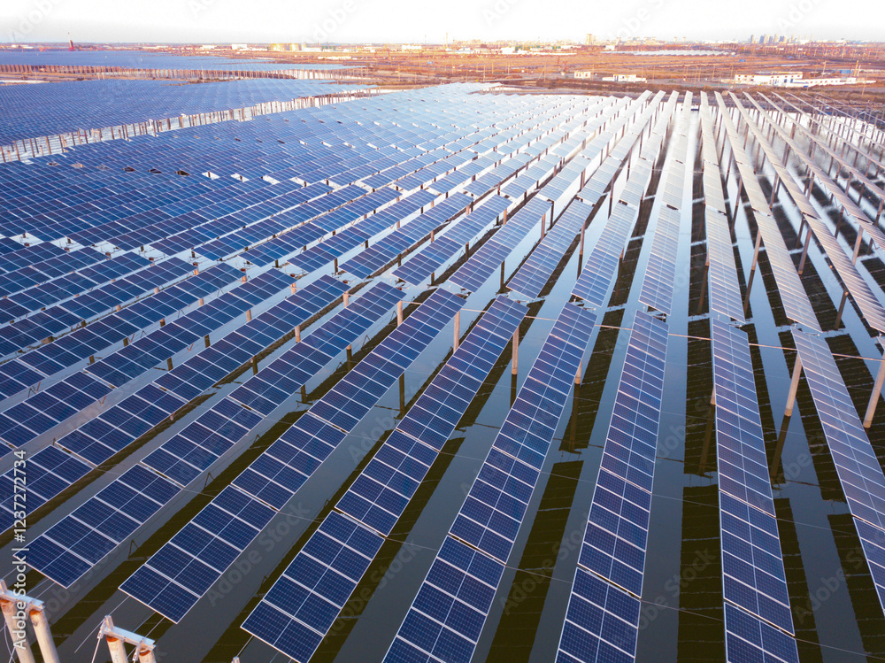 Fotografie Solar panels green energy light energy