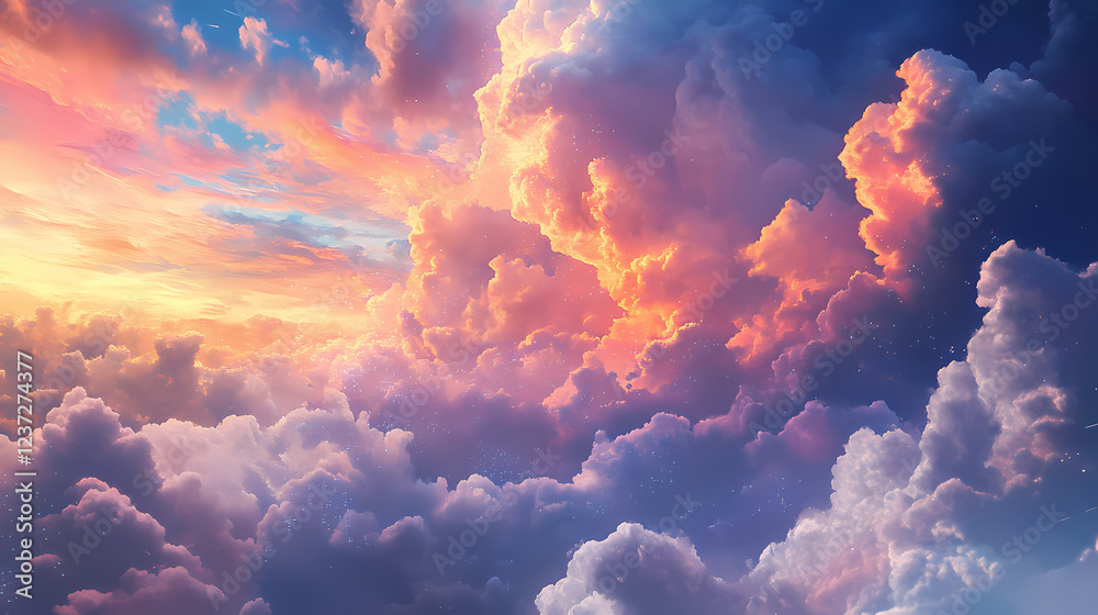Amazing cloud data storage, database, cloud computing concept. Euphoric Fantasy. Illustration Amazing cloud data storage, database, cloud computing concept. Euphoric Fantasy. Illustration