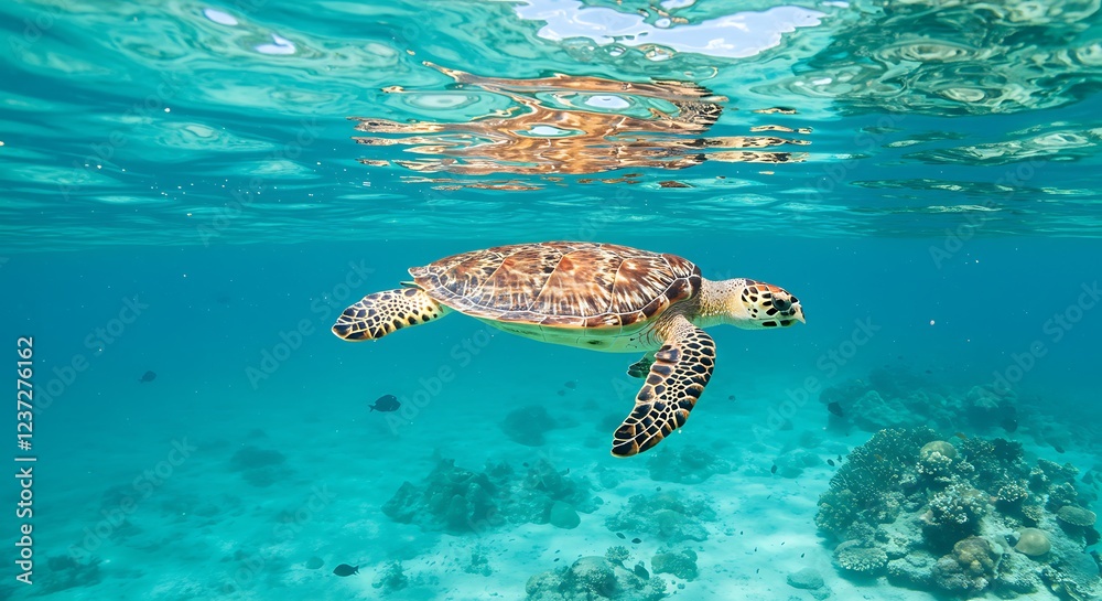 Obraz premium Hawksbill Sea Turtle in Indian ocean