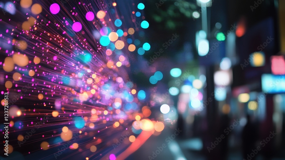 custom made wallpaper toronto digitalBusiness network fiber connection concept and Wi-Fi in the city, Technology communication.