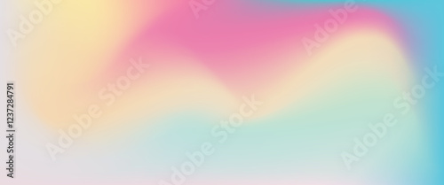 Abstract clear blue sky. Pastel rainbow. Light blue, pink and yellow color vector banner. Pastel gradient sky pattern. Blurred light fuzz colorful gradient background. Vector soft horizontal backdrop