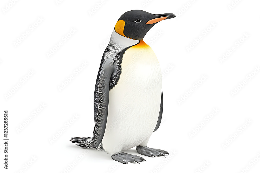 Fototapeta premium penguin on a white background, penguin on a blank white background, a penguin, penguin, cute penguin, white background, copy space for add text, 3d rendering, 3d, vector, AI generative