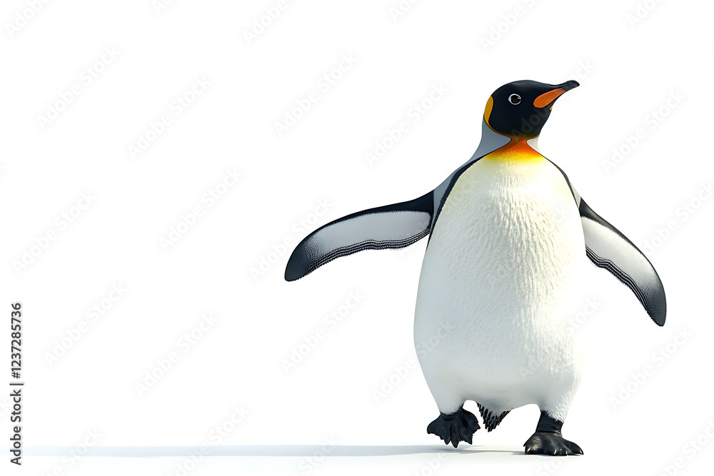 Fototapeta premium penguin on a white background, penguin on a blank white background, a penguin, penguin, cute penguin, white background, copy space for add text, 3d rendering, 3d, vector, AI generative