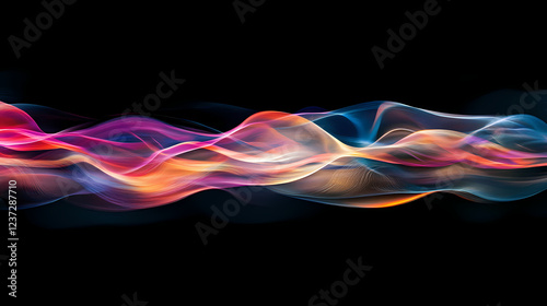 Abstract colorful waves of light and shadow intertwining, creating a dynamic visual experience. Luminous Shadows. Illustration