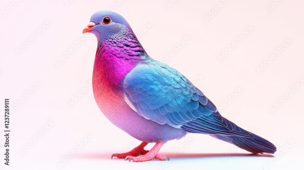 Vibrant multicolored pigeon on gradient background showcasing iridescent feathers Vibrant multicolored pigeon on gradient background showcasing iridescent feathers