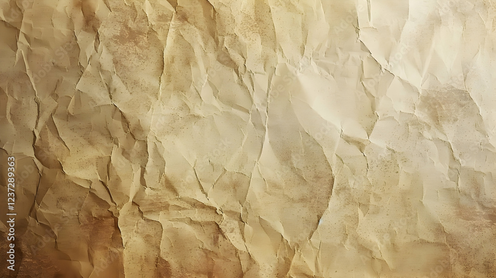 Obraz premium A textured, crumpled paper background with warm tones, suitable for design or artistic purposes.